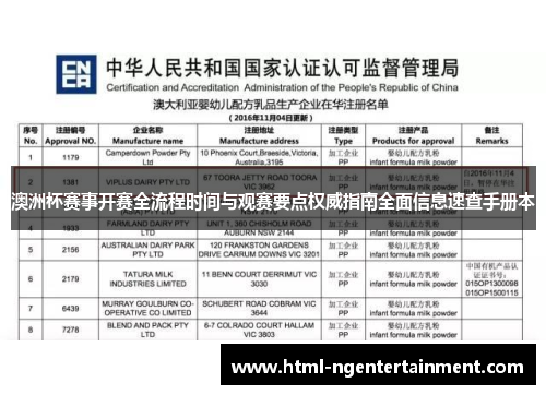 澳洲杯赛事开赛全流程时间与观赛要点权威指南全面信息速查手册本