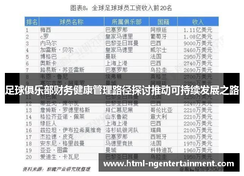足球俱乐部财务健康管理路径探讨推动可持续发展之路 足球俱乐部财务健康管理路径探讨推动可持续发展之路